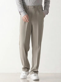 Herren Casual Anzughose mit Elastikbund und Taschen-Khaki-S-Luzern Mode