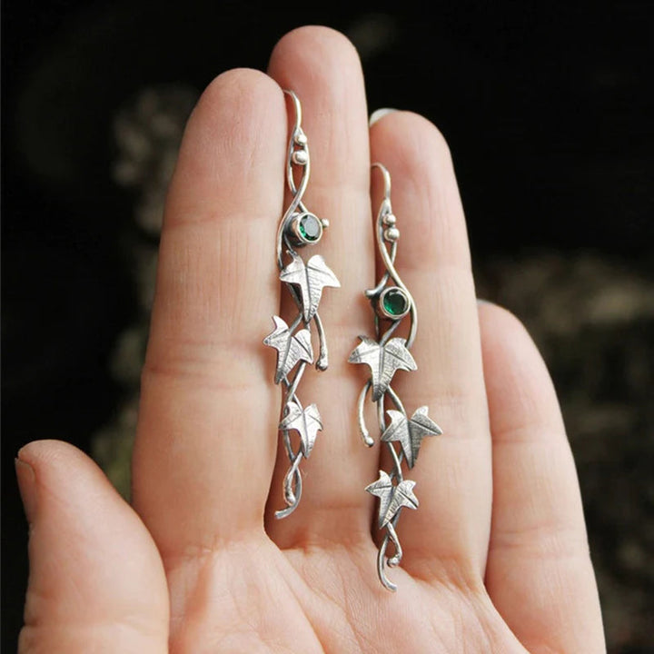 Ohrringe für Damen | Silber | Hänger | Elegant | Elfenblatt-Grün-Luzern Mode