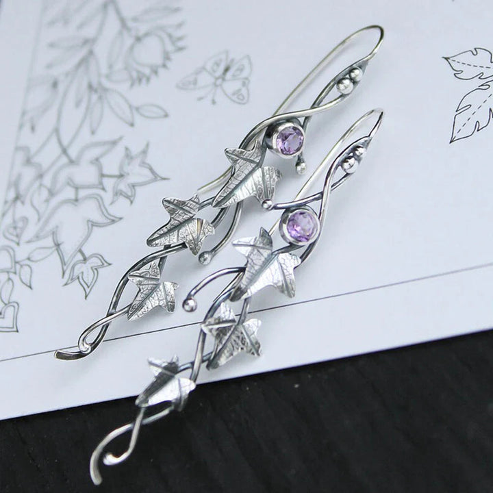 Ohrringe für Damen | Silber | Hänger | Elegant | Elfenblatt-Lila-Luzern Mode
