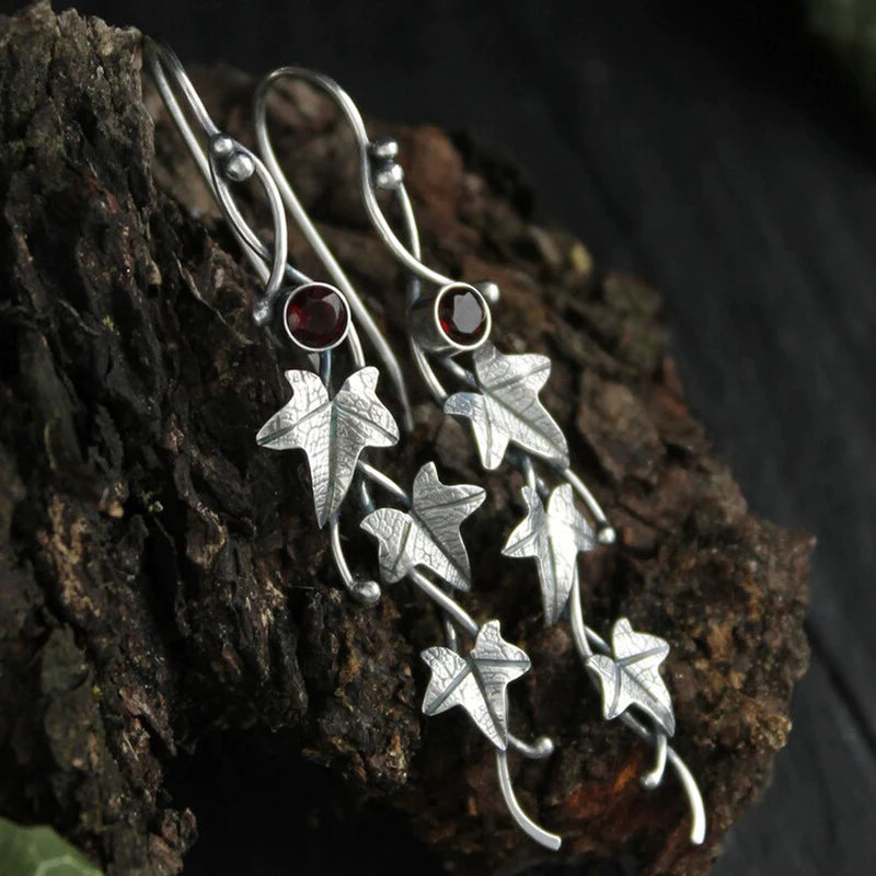 Ohrringe für Damen | Silber | Hänger | Elegant | Elfenblatt-Rot-Luzern Mode