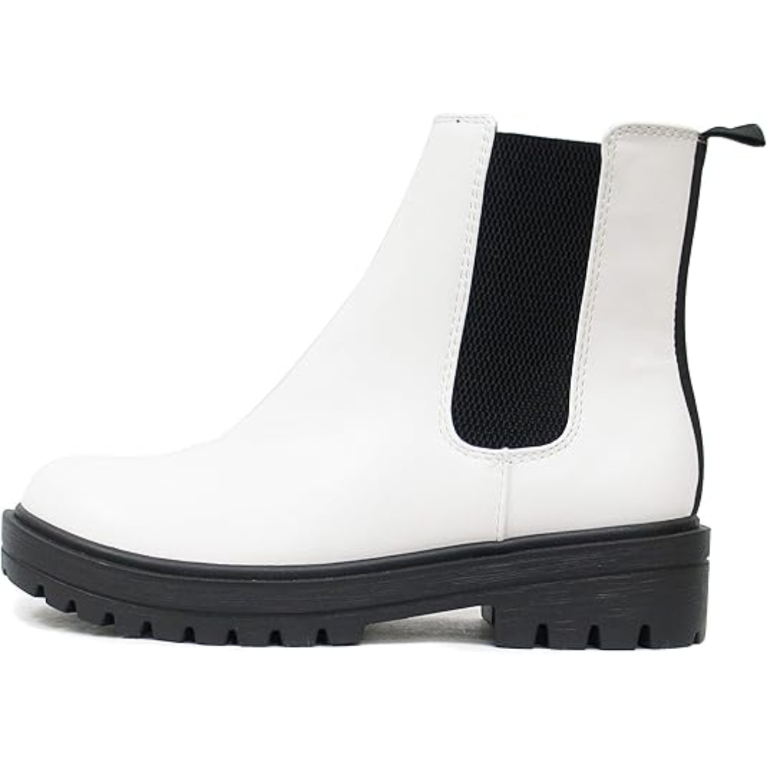 Damen Chelsea Boots Leder - Bequeme Herbststiefel kaufen-Weiß-36-Luzern Mode