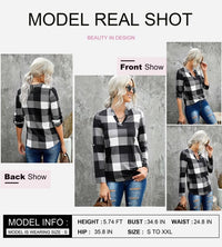 Damen Karo-Bluse Langarm Freizeit Hemd kariert Rückseite-Luzern Mode