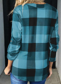 Damen Karo-Bluse Langarm Freizeit Hemd kariert Rückseite-Luzern Mode