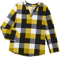 Damen Karo-Bluse Langarm Freizeit Hemd kariert Rückseite-Luzern Mode