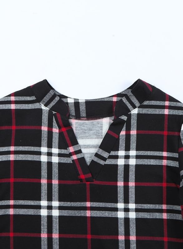 Damen Karo-Bluse Langarm Freizeit Hemd kariert Rückseite-Luzern Mode