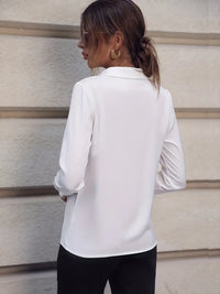 Elegante Damenbluse mit V-Ausschnitt und Langarm-Design-Luzern Mode