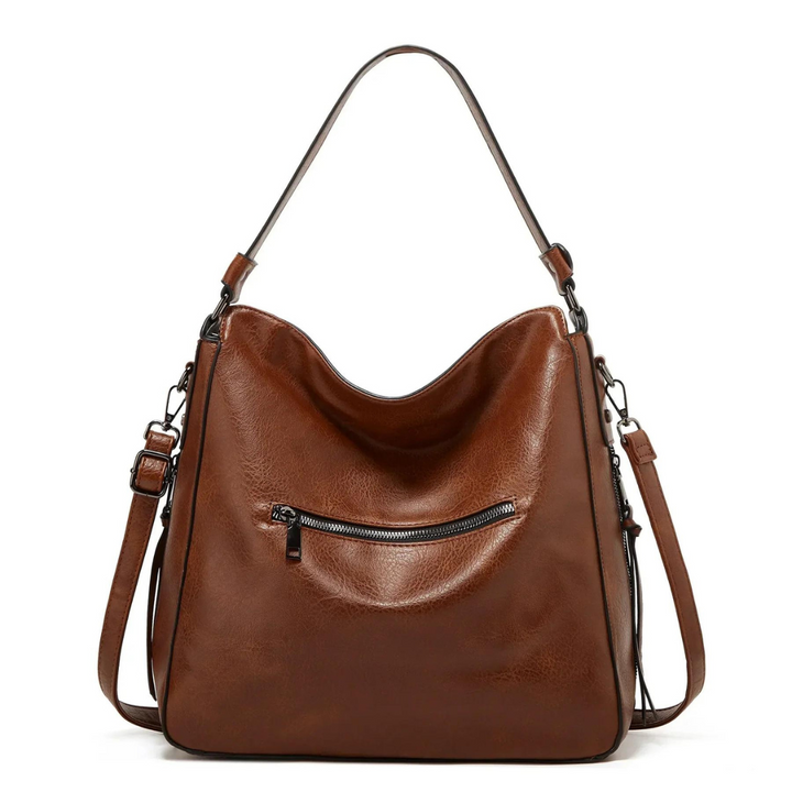 Damen Lederhandtasche mit Reißverschluss und Schulterriemen-Luzern Mode
