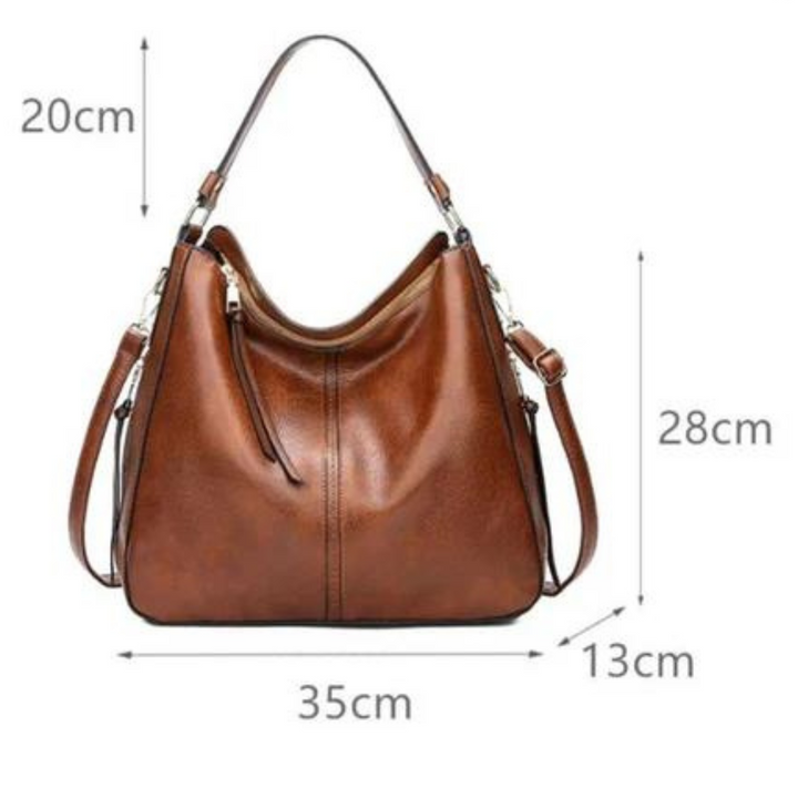 Damen Lederhandtasche mit Reißverschluss und Schulterriemen-Luzern Mode