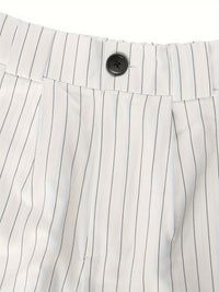Gestreifte Damenhose mit hohem Bund und Knopfverschluss-Luzern Mode