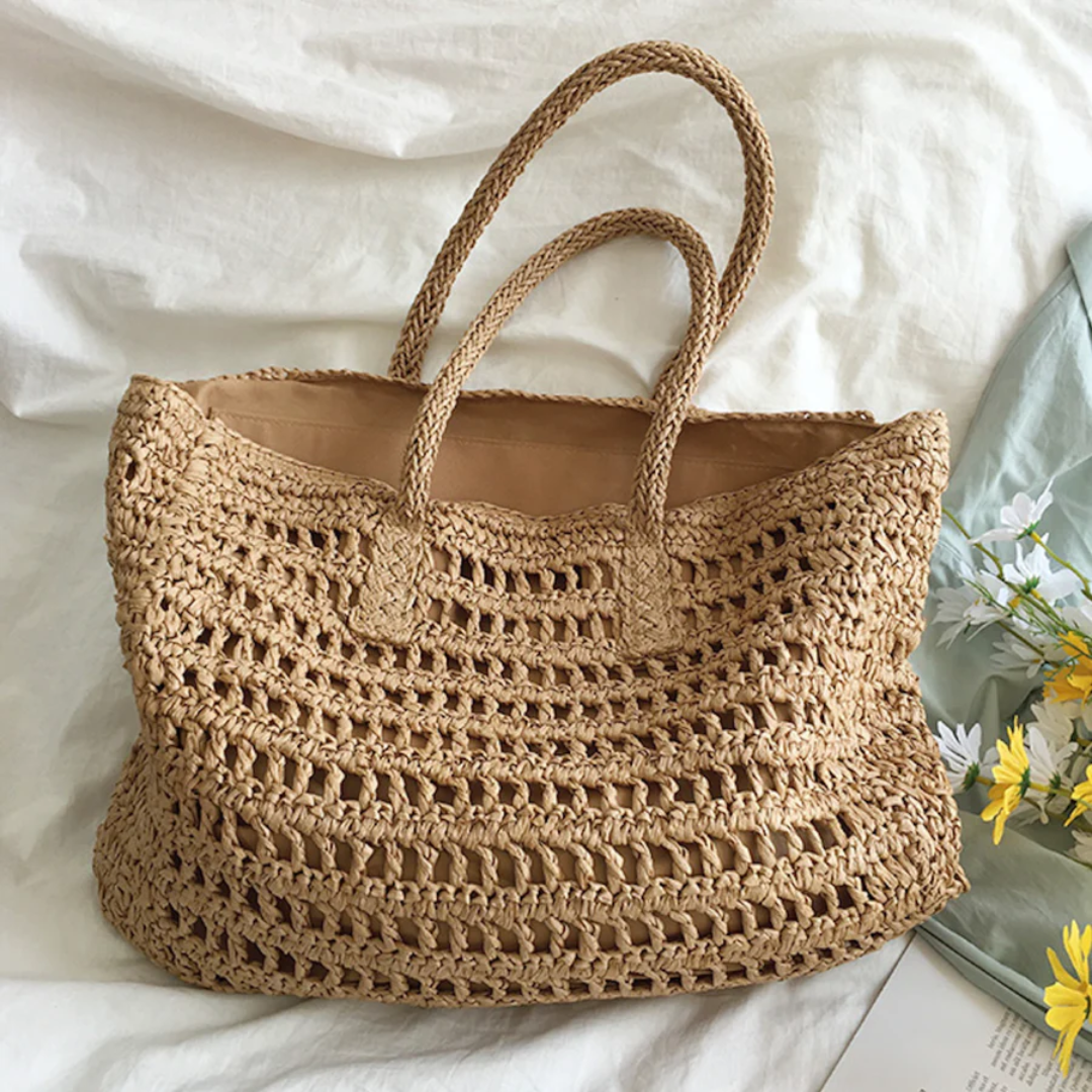 Geflochtene Strandtasche aus Stroh für Damen - Handgefertigt-Luzern Mode