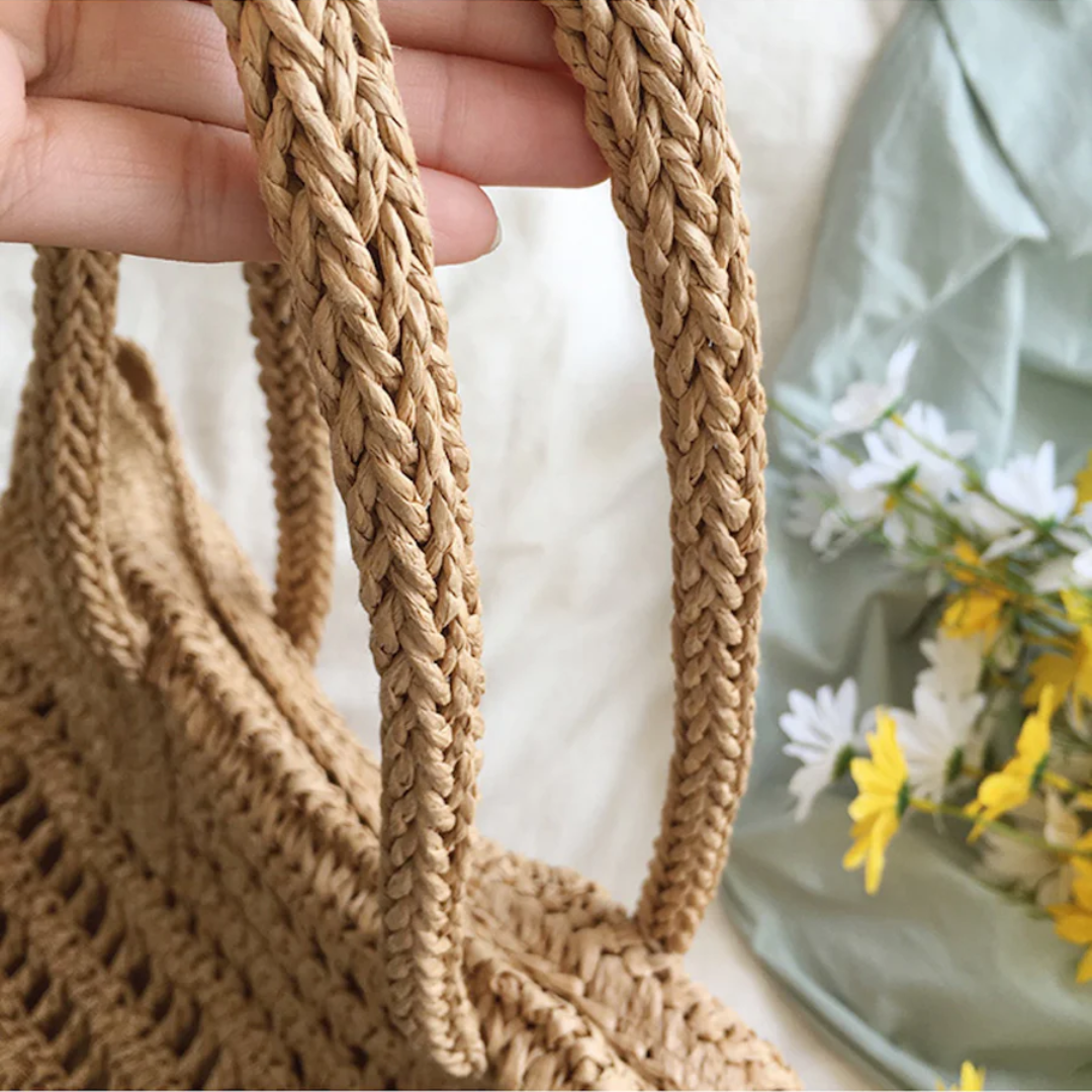Geflochtene Strandtasche aus Stroh für Damen - Handgefertigt-Luzern Mode