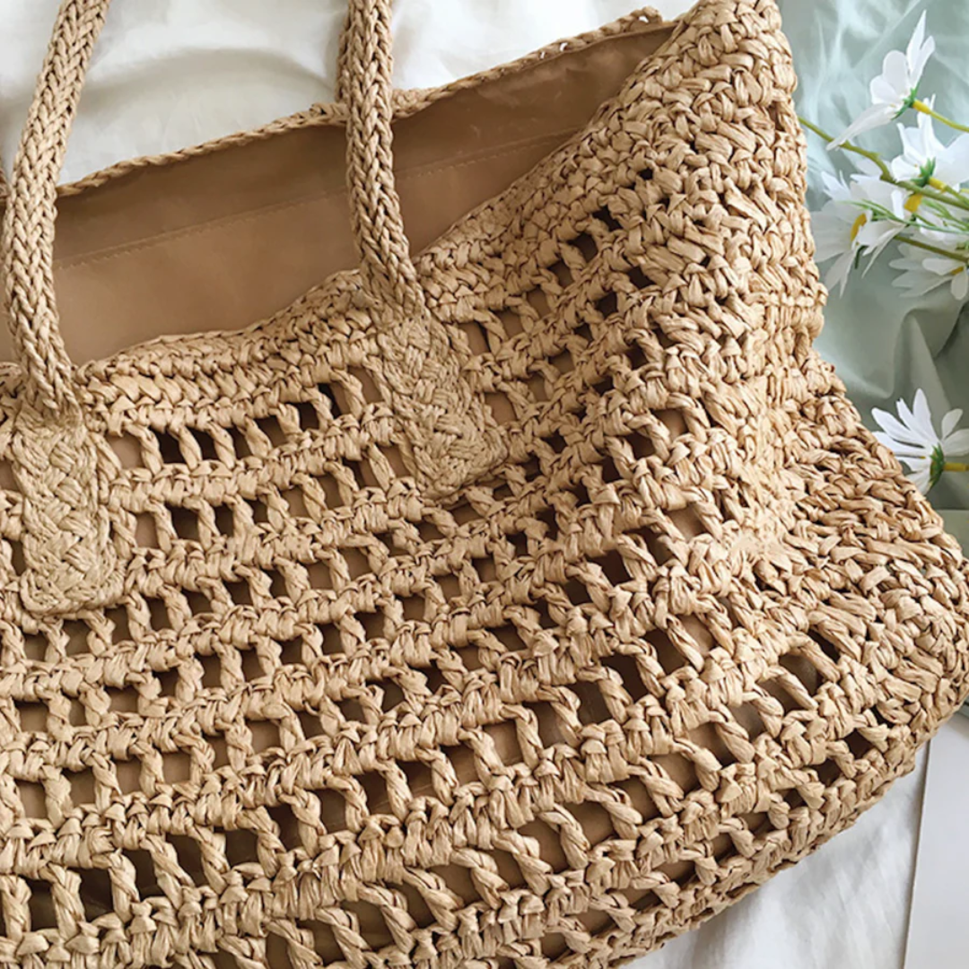 Geflochtene Strandtasche aus Stroh für Damen - Handgefertigt-Luzern Mode