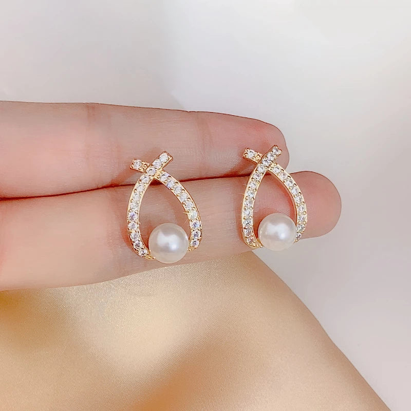 Ohrringe für Damen | Gold | Perlen | Diamant | Stilvoll | Klassisch-Luzern Mode