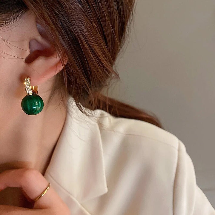 Ohrringe für Damen | Gold | Grüne Perlen | Stilvoll | Perfektes Geschenk-Luzern Mode