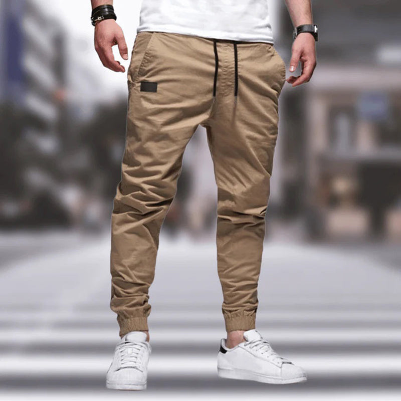 Herren Cargohose mit Taschen - Bequeme Freizeithose-Beige-M-Luzern Mode