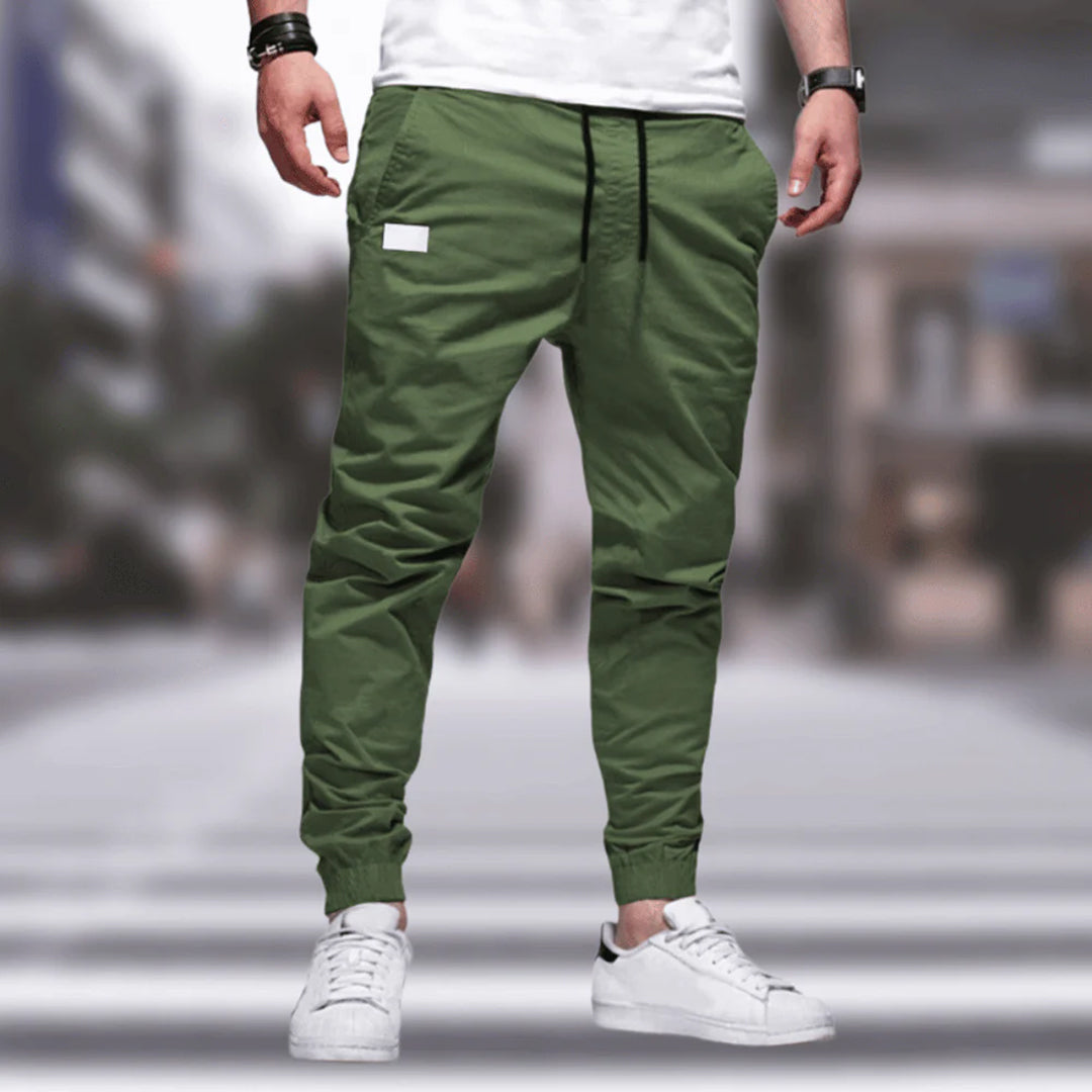 Herren Cargohose mit Taschen - Bequeme Freizeithose-Grün-M-Luzern Mode