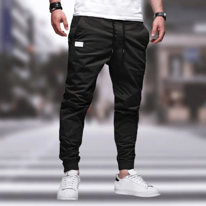Herren Cargohose mit Taschen - Bequeme Freizeithose-Schwarz-M-Luzern Mode