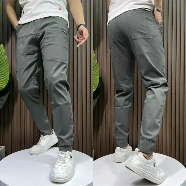 Herren Jogginghose Slim Fit mit Elastischem Bund-Grau-28 - 29 (50-60 kg)-Luzern Mode