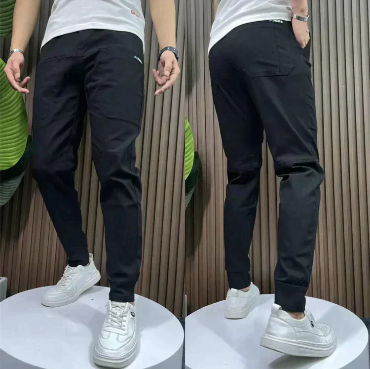 Herren Jogginghose Slim Fit mit Elastischem Bund-Schwarz-28 - 29 (50-60 kg)-Luzern Mode