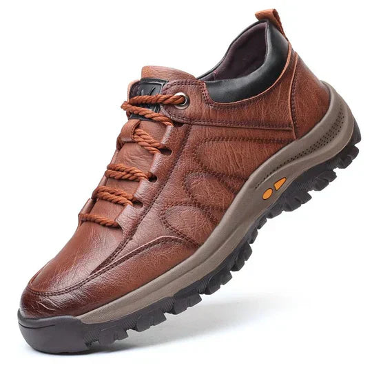 Herren Leder Sneaker - Bequeme Freizeitschuhe für Alltag-Braun-39-Luzern Mode
