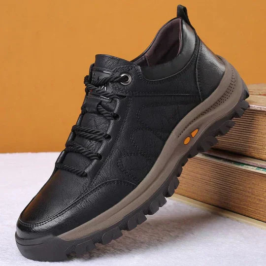 Herren Leder Sneaker - Bequeme Freizeitschuhe für Alltag-Schwarz-39-Luzern Mode