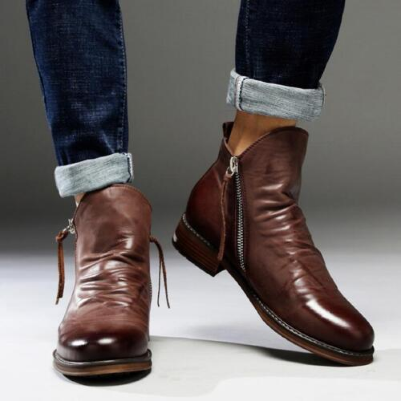 Herren Lederstiefel mit Reißverschluss - Elegante Schuhe-Luzern Mode