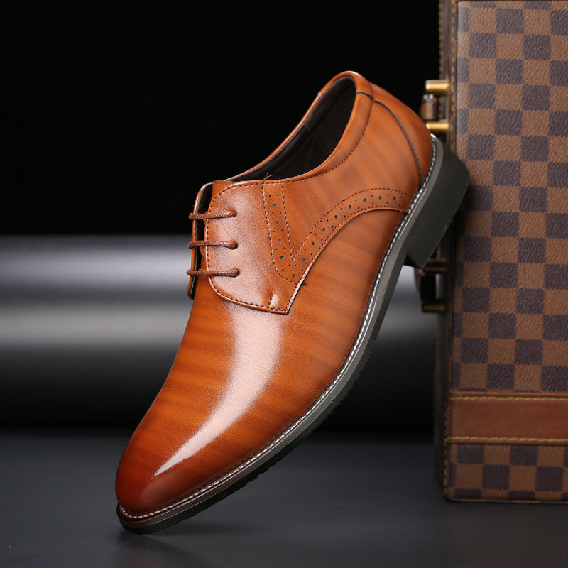 Hochwertige Herren Brogues aus echtem Leder für Business-Gelb-39-Luzern Mode