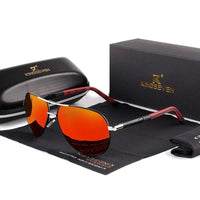 UV400 Schutz | polarisierte Gläser | leicht & robust | ideal für Outdoor & Fahrt-Silber-Rot-Luzern Mode
