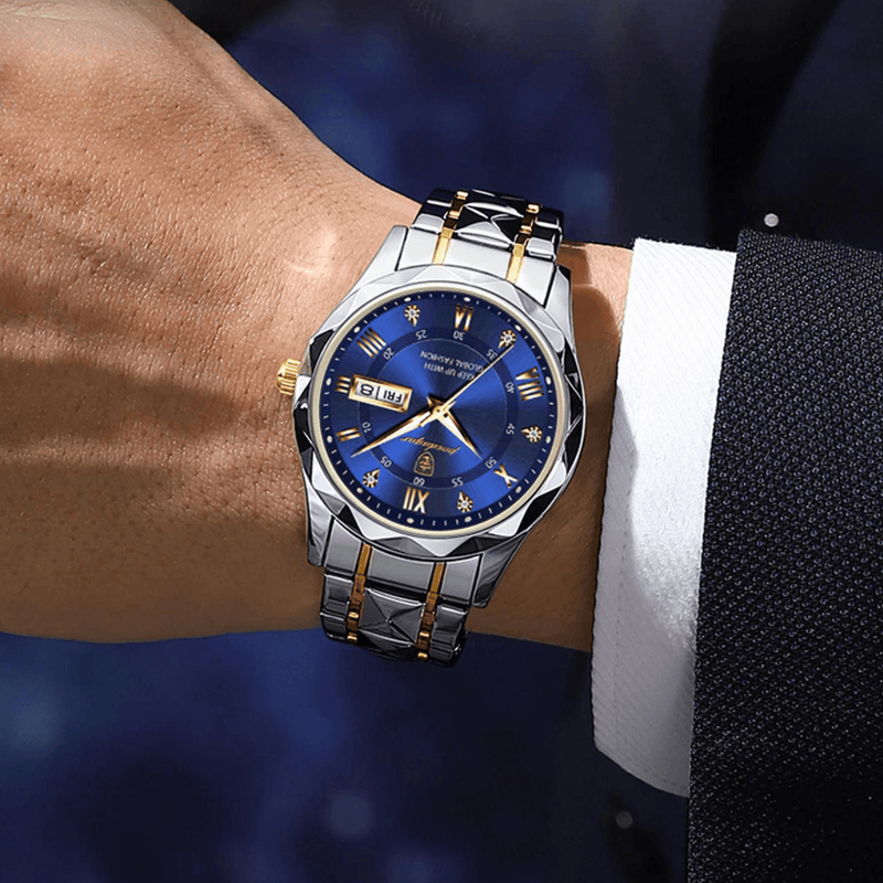 Herren Automatik Armbanduhr mit Leuchtzeigern und Datum-Luzern Mode