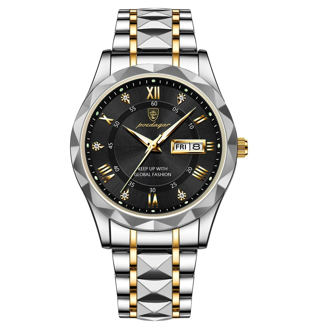 Herren Automatik Armbanduhr mit Leuchtzeigern und Datum-Gold Schwarz-Luzern Mode