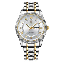 Herren Automatik Armbanduhr mit Leuchtzeigern und Datum-Gold Weiß-Luzern Mode