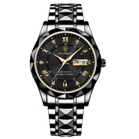 Herren Automatik Armbanduhr mit Leuchtzeigern und Datum-Schwarz Schwarz-Luzern Mode