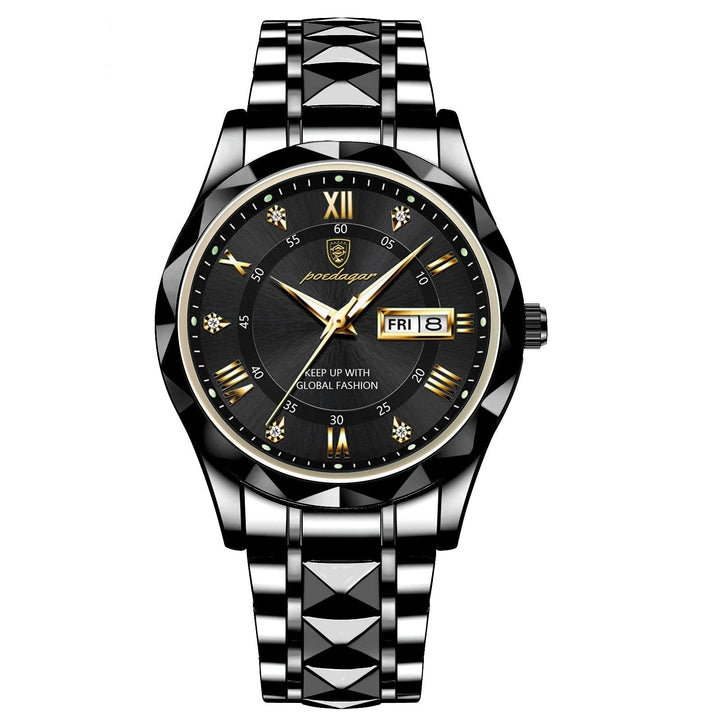 Herren Automatik Armbanduhr mit Leuchtzeigern und Datum-Schwarz Schwarz-Luzern Mode