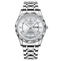 Herren Automatik Armbanduhr mit Leuchtzeigern und Datum-Silber Weiß-Luzern Mode
