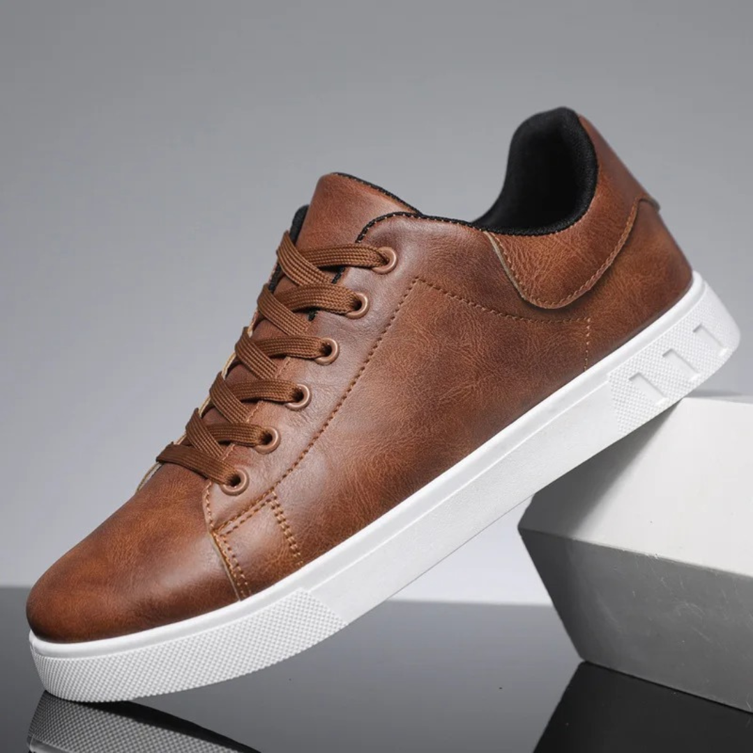 Herren Freizeitschuhe Lederoptik mit Komfortsohle-Dunkelbraun-39-Luzern Mode