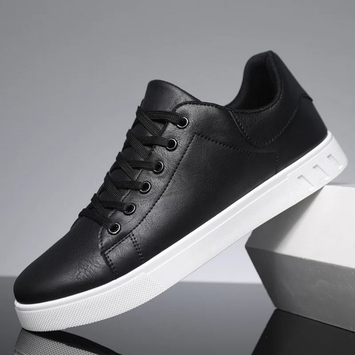 Herren Freizeitschuhe Lederoptik mit Komfortsohle-Schwarz-39-Luzern Mode