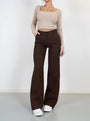 Damenmode: Elegante Hose mit weitem Bein und Top-Set-Braun-S-Luzern Mode