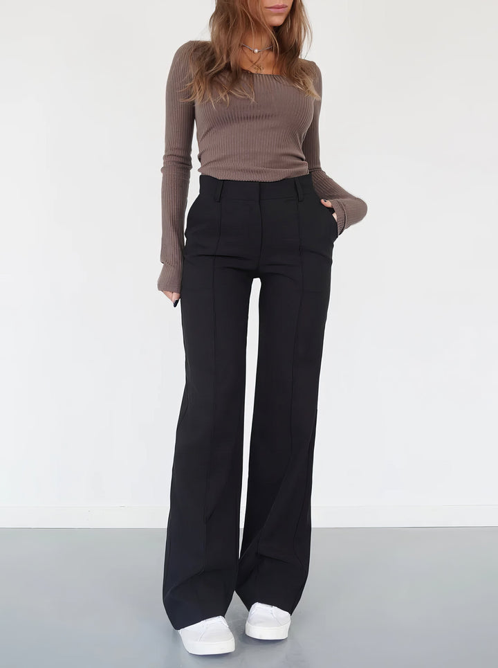 Damenmode: Elegante Hose mit weitem Bein und Top-Set-Schwarz-S-Luzern Mode