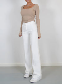 Damenmode: Elegante Hose mit weitem Bein und Top-Set-Weiß-S-Luzern Mode