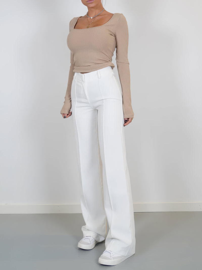 Damenmode: Elegante Hose mit weitem Bein und Top-Set-Weiß-S-Luzern Mode