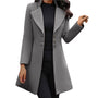 Damen Wintermantel elegant mit Knöpfen und Reverskragen-Grau-S-Luzern Mode