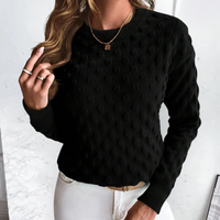 Damen Strickpullover mit Strukturmuster - Modischer Look-Schwarz-XS-Luzern Mode