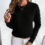 Damen Strickpullover mit Strukturmuster - Modischer Look-Schwarz-XS-Luzern Mode