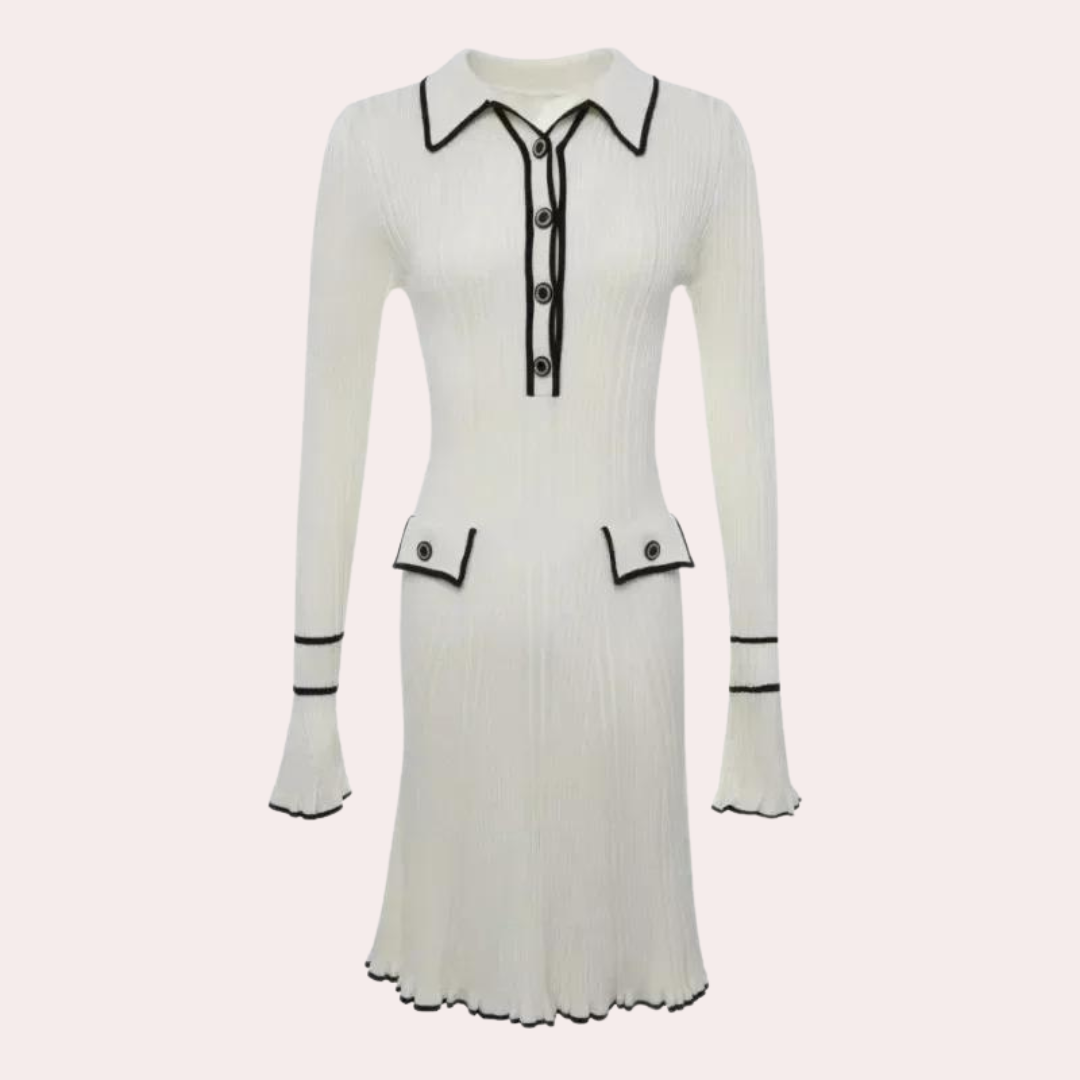 Strickkleid Damen mit Knopfleiste und Kragen Design-Luzern Mode