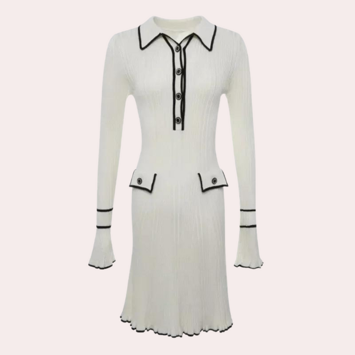Strickkleid Damen mit Knopfleiste und Kragen Design-Luzern Mode