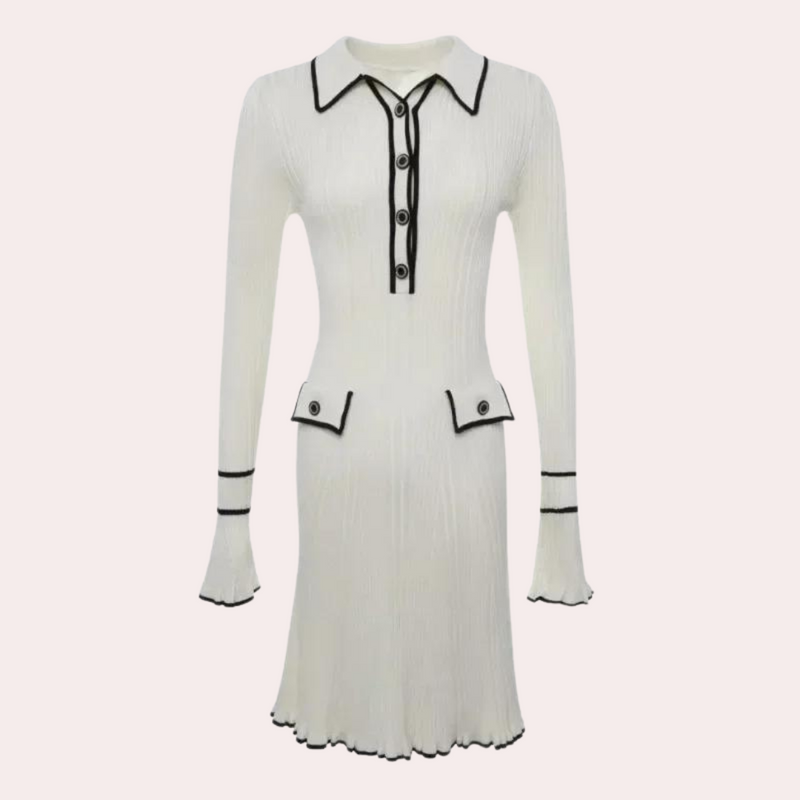Strickkleid Damen mit Knopfleiste und Kragen Design-Luzern Mode