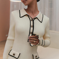 Strickkleid Damen mit Knopfleiste und Kragen Design-Luzern Mode