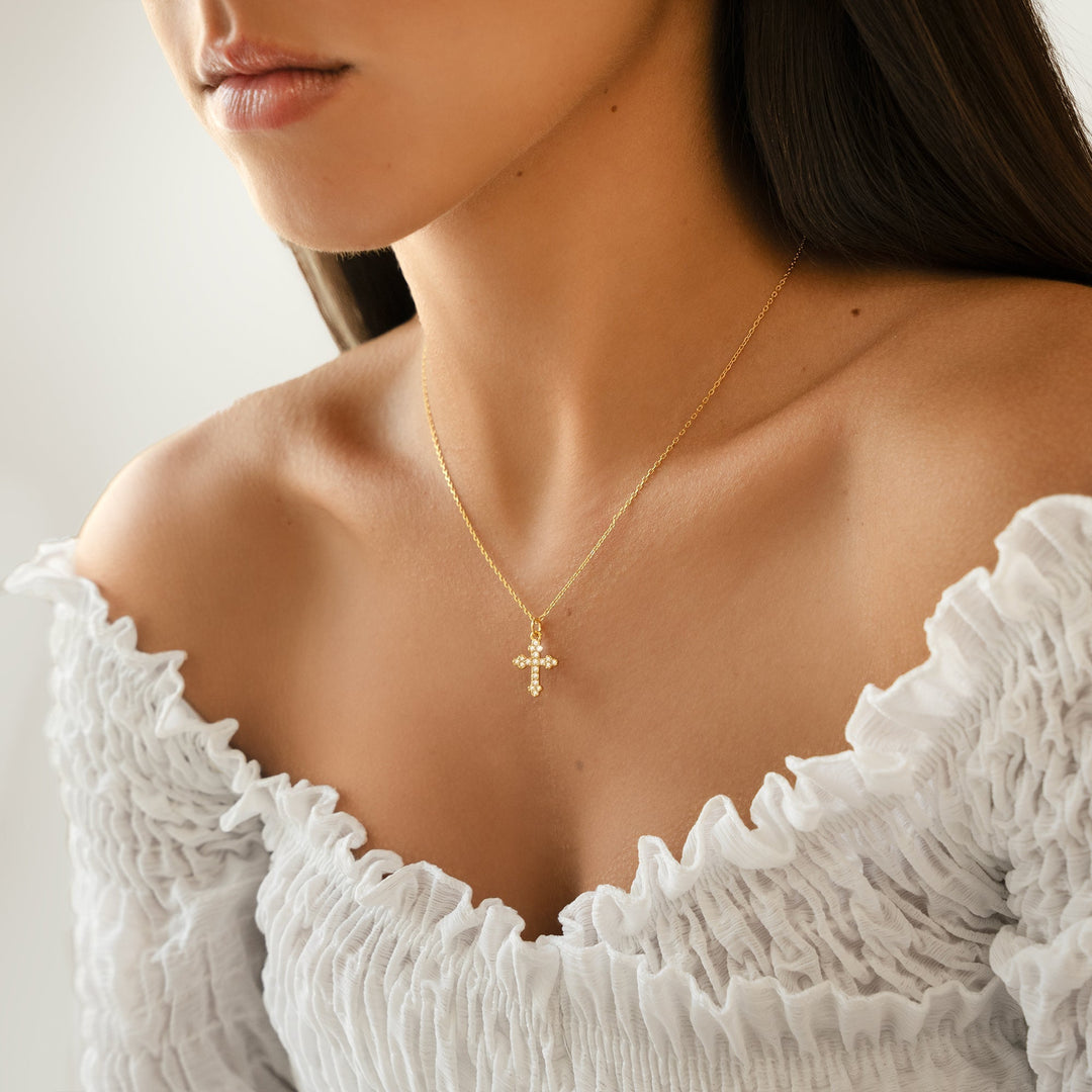 Halskette mit Kreuz | Spirituell Stilvoll Silber Gold Langlebig Einzigartig-Luzern Mode