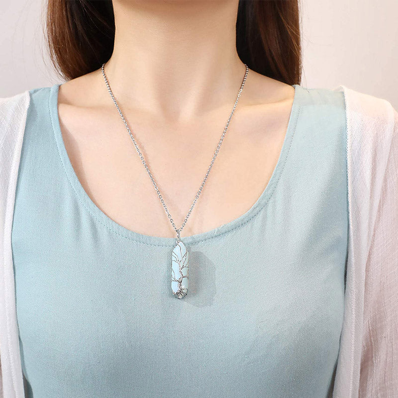 Halskette für Damen | Edelstein | Lebensbaum | Stilvoll | Spirituell-Luzern Mode