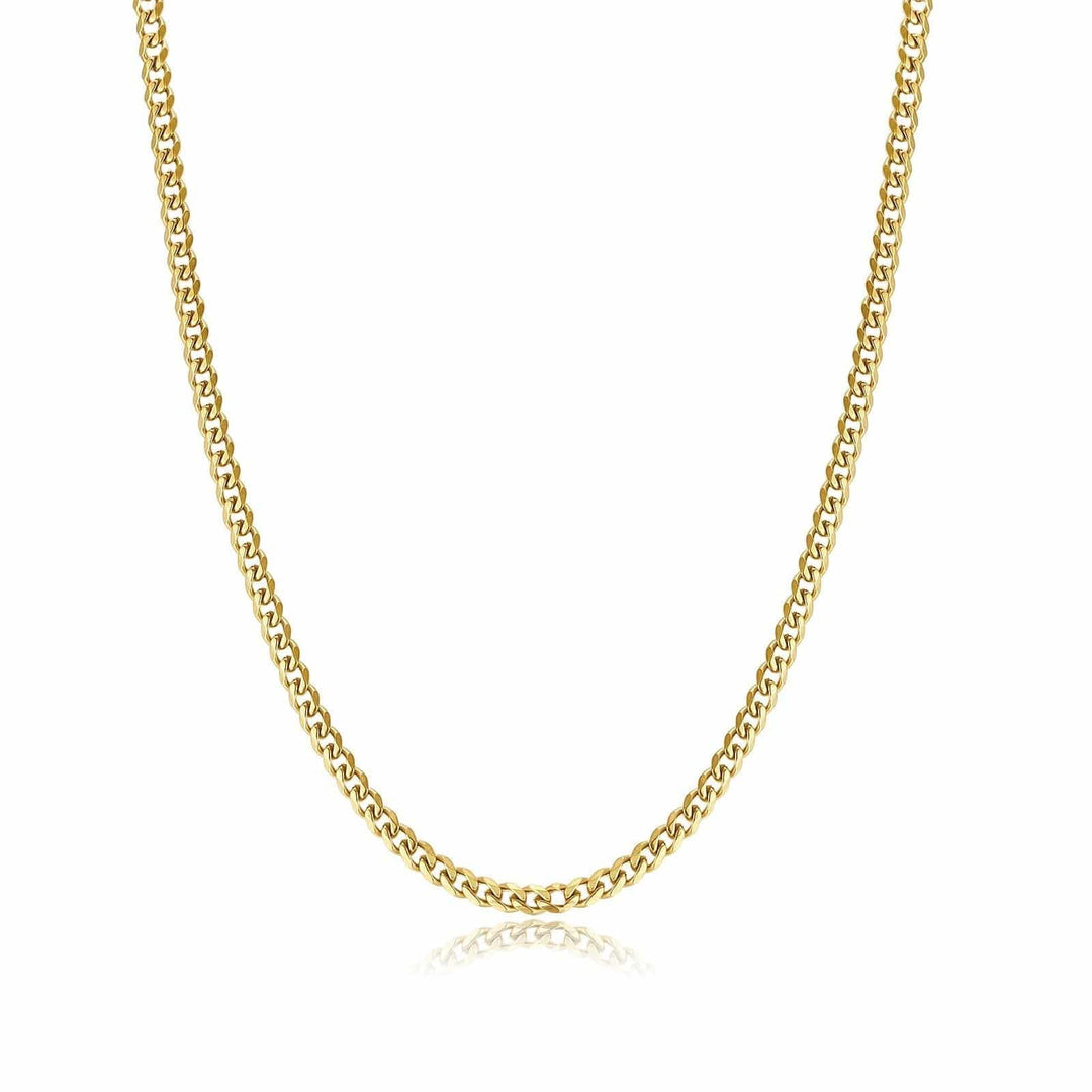 Herrenkette | Gliederkette Stilvoll Robust Langlebig Silber Vielseitig-3 mm-Gold-Luzern Mode